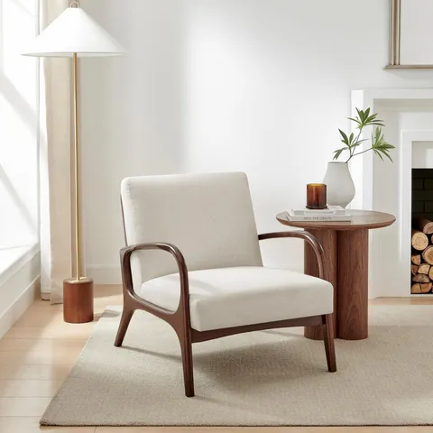BOXED FURNITURE BOX ESMERAY ACCENT CHAIR - BEIGE FABRIC 