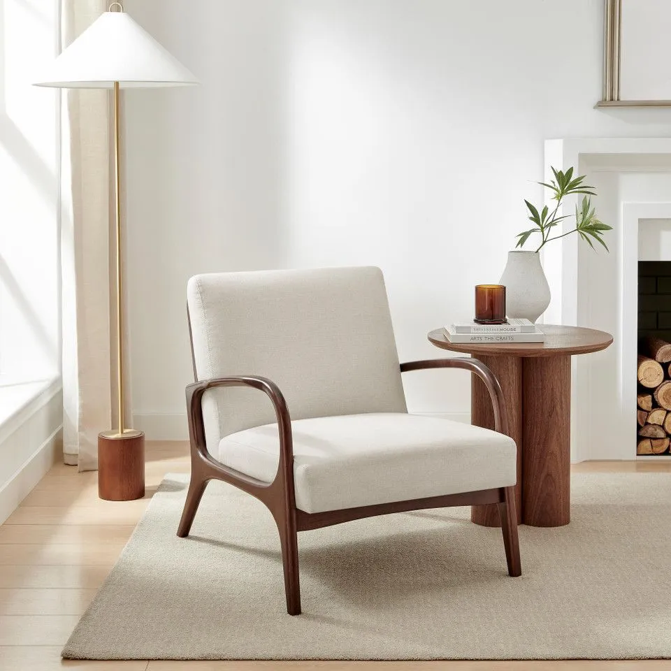 BOXED FURNITURE BOX ESMERAY ACCENT CHAIR - BEIGE FABRIC 