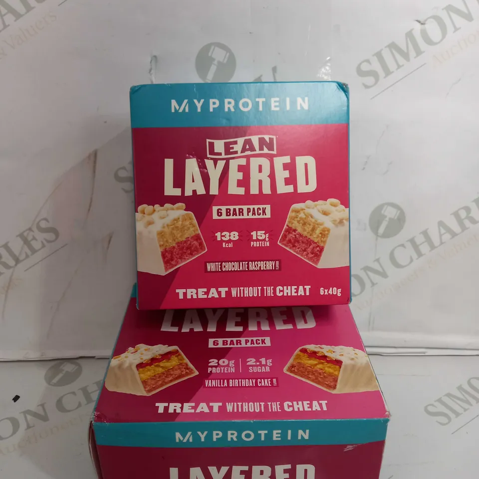 BOX OF 2 LEAN LAYERED BAR - 6 X 40G - WHITE CHOCOLATE AND RASPBERRY MY PROTEIN BARS 