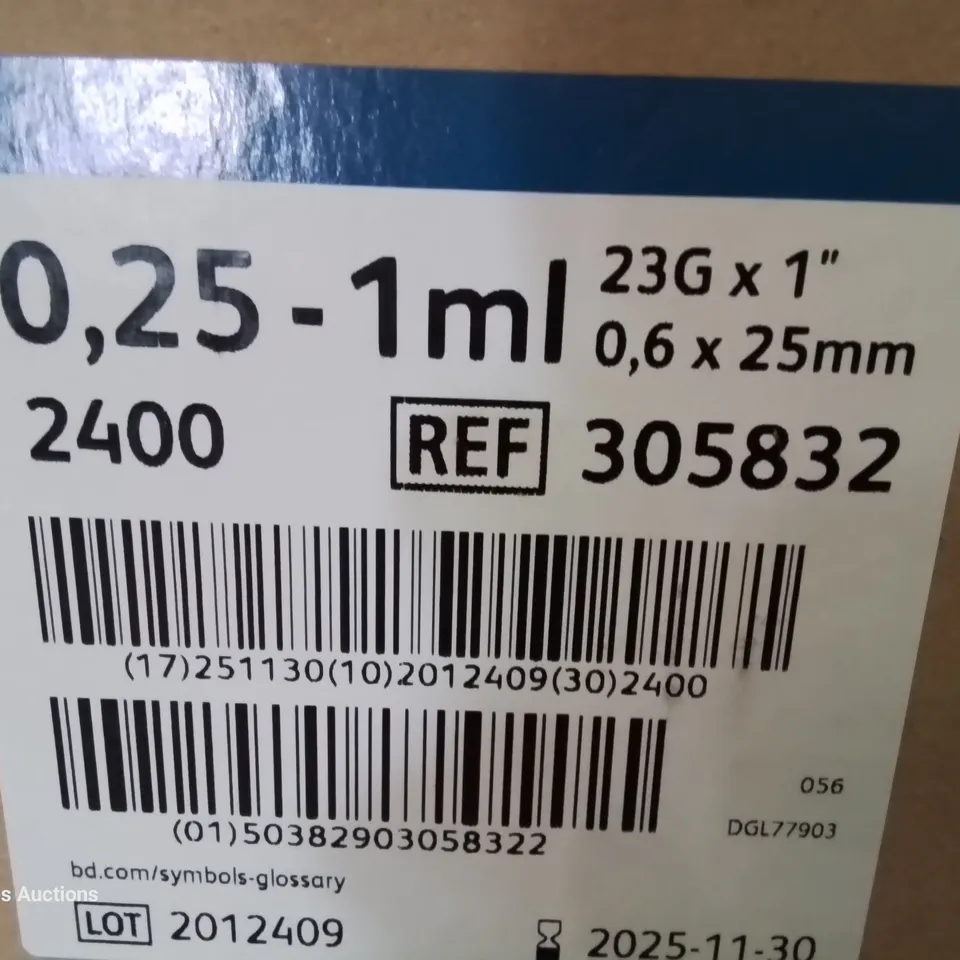 CASE CONTAINING 12 BOXES EACH CONTAINING 200 BD FLU+ SYRINGES 0.25-1ml 23G 0.6 × 25mm