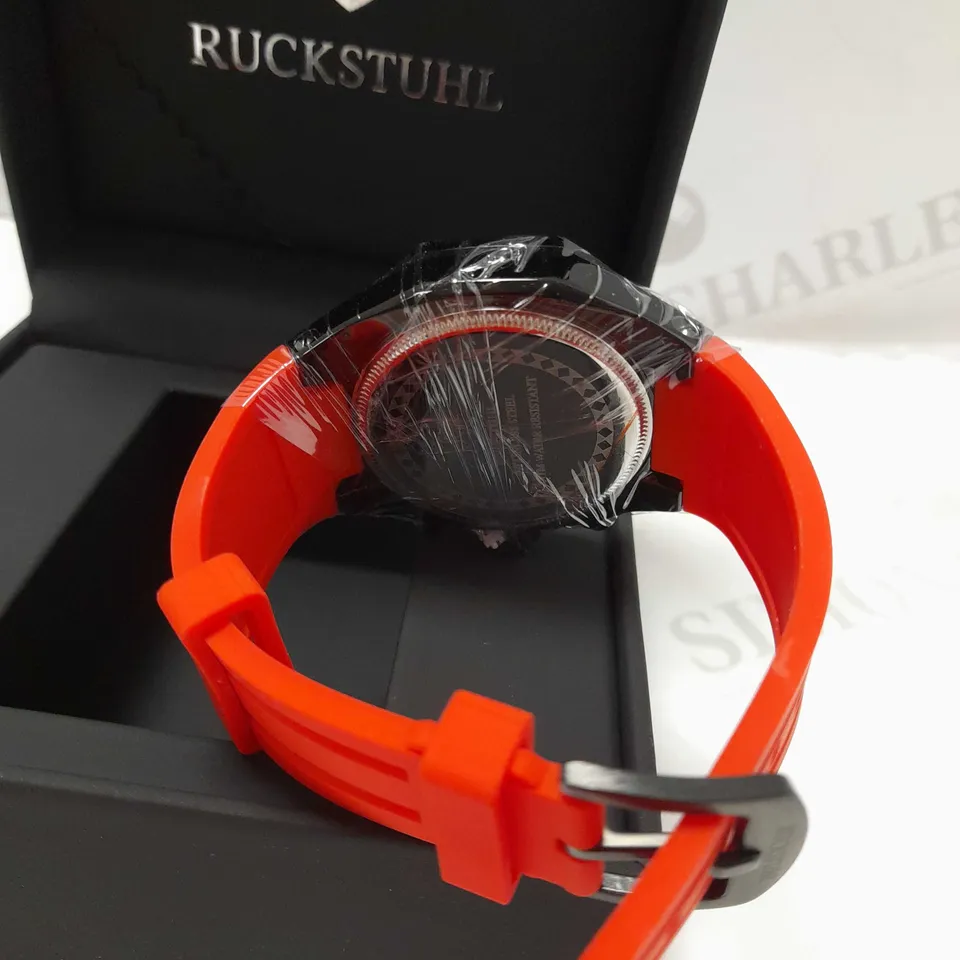 RUCKSTUHL TRIPLE DIAL STUD RUBBER STRAP WRISTWATCH