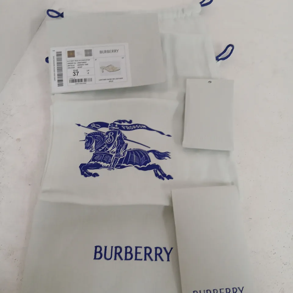 BURBERRY BEIGE QUILTED LEATHER MULES – UK4 / EU37, MADE IN ITALY
