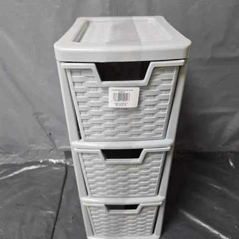 3 DRAWER MEDIUM RATTAN TOWER IN GREY