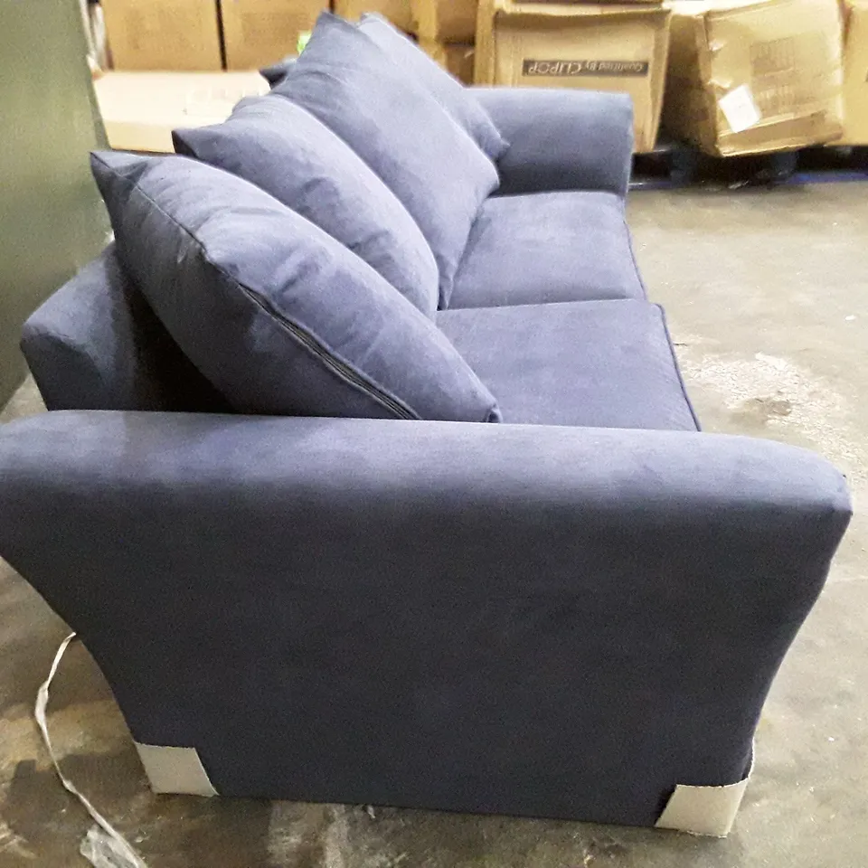 QUALITY DESIGNER 3 SEATER SOFA - DARK BLUE FABRIC