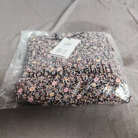 BAGGED NOBODYS CHILD SICILY MIDI DRESS – BLACK FLORAL PRINT, UK 10