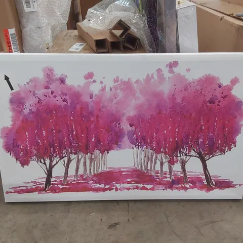PINK TREE WALK LANDSCAPE WRAPPED CANVAS PAINTING PRINT