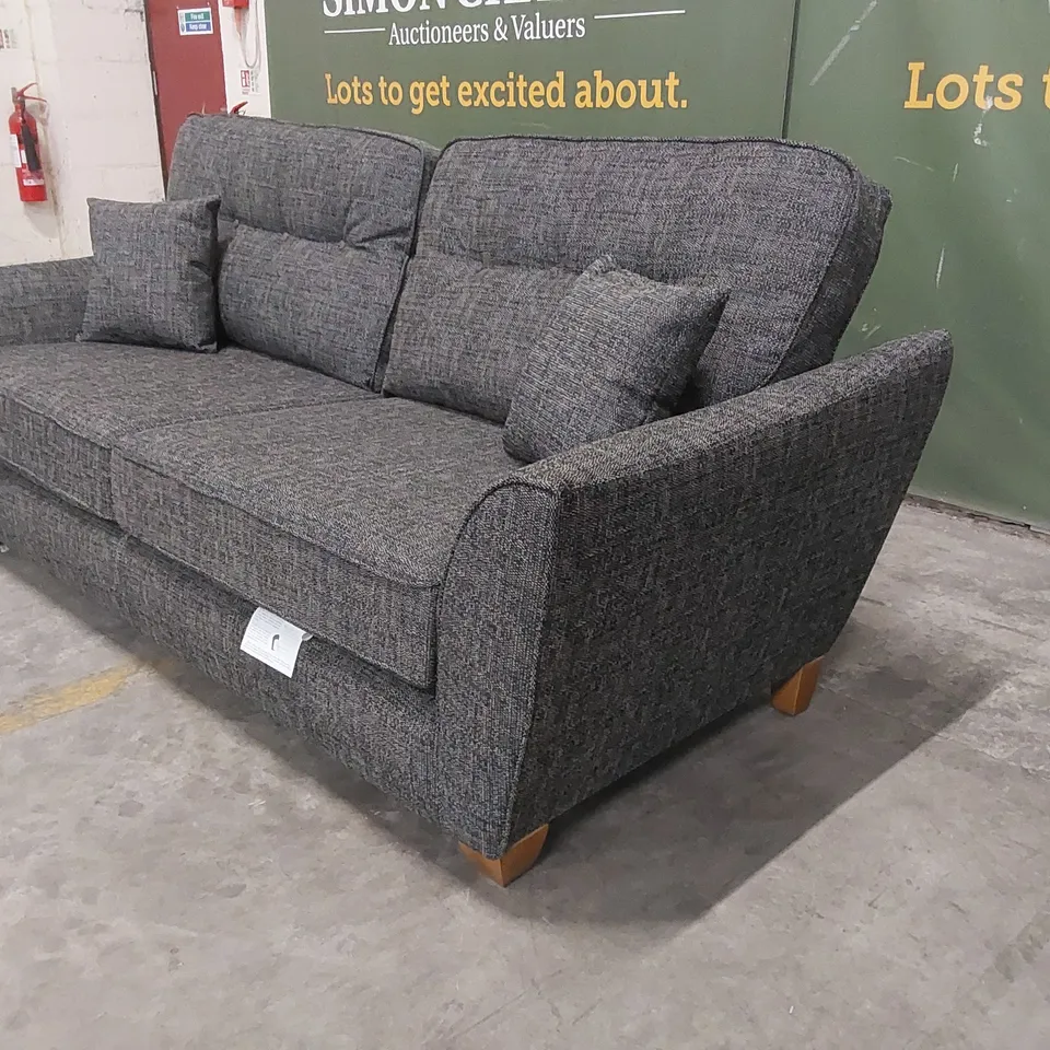 HALSTOW 3 SEATER HIGH BACK FABRIC SOFA - LISBON CHARCOAL 