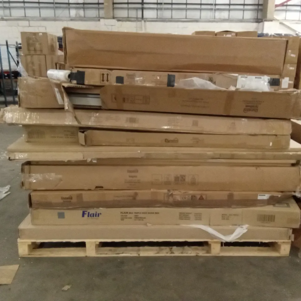 PALLET OF ASSORTED INCOMPLETE DESIGNER FURNITURE PARTS AND PIECES