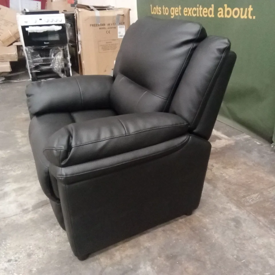 ALBION LUXURY FAUX LEATHER HIGH BACK ARMCHAIR - BLACK RRP £449
