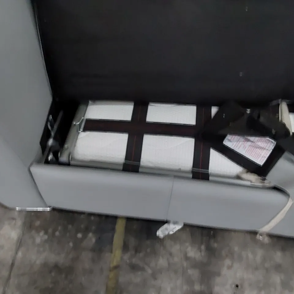 DESIGNER METAL ACTION SOFA BED GREY LEATHER 