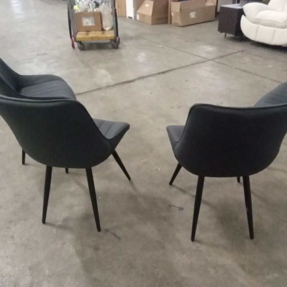 SET OF 4 MODERN FABRIC DINING CHAIRS - DARK GREY