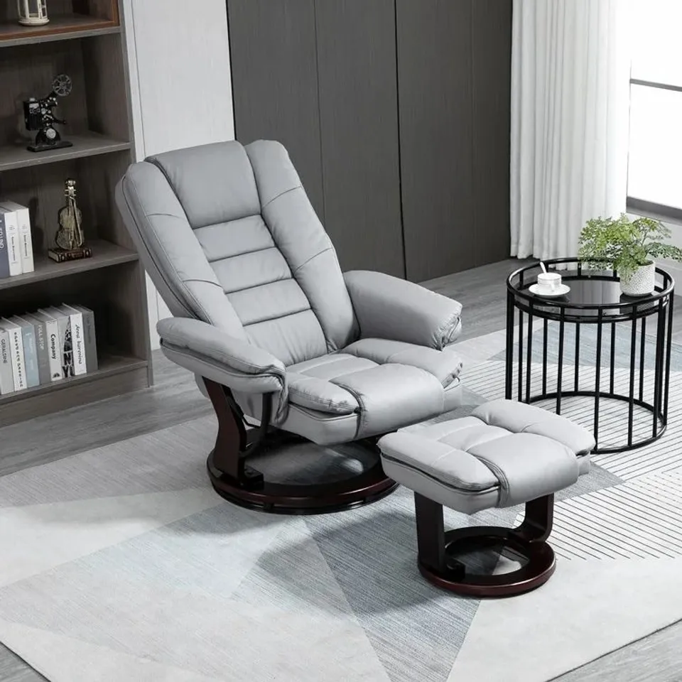 BOXED PLEMMONS MANUAL GLIDER RECLINER UPHOLSTERED IN GREY