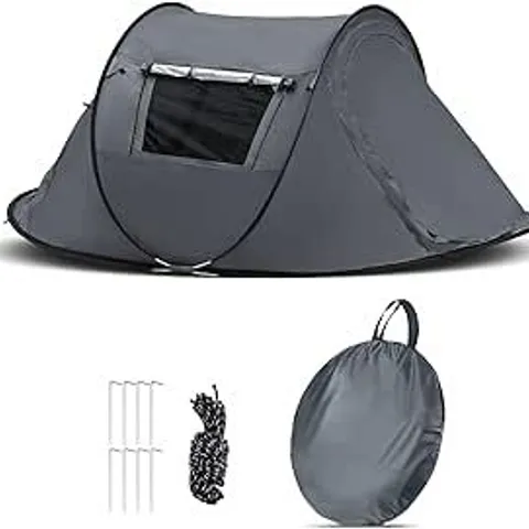 BOXED CLIPOP CAMPING TENT, POP UP TENT, 3-4 PEOPLE, UPF 50+, FOR FAMILY CAMPING, FISHING, PICNIC, BEACH, GREY (1 BOX)