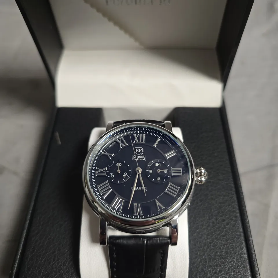 BOXED ERNEST FERDINAND QUARTZ WRISTWATCH – BLUE DIAL