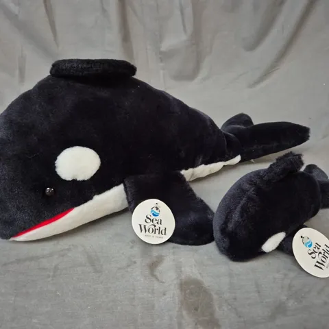 PAIR OF SEA WORLD ORCA PLUSHIES