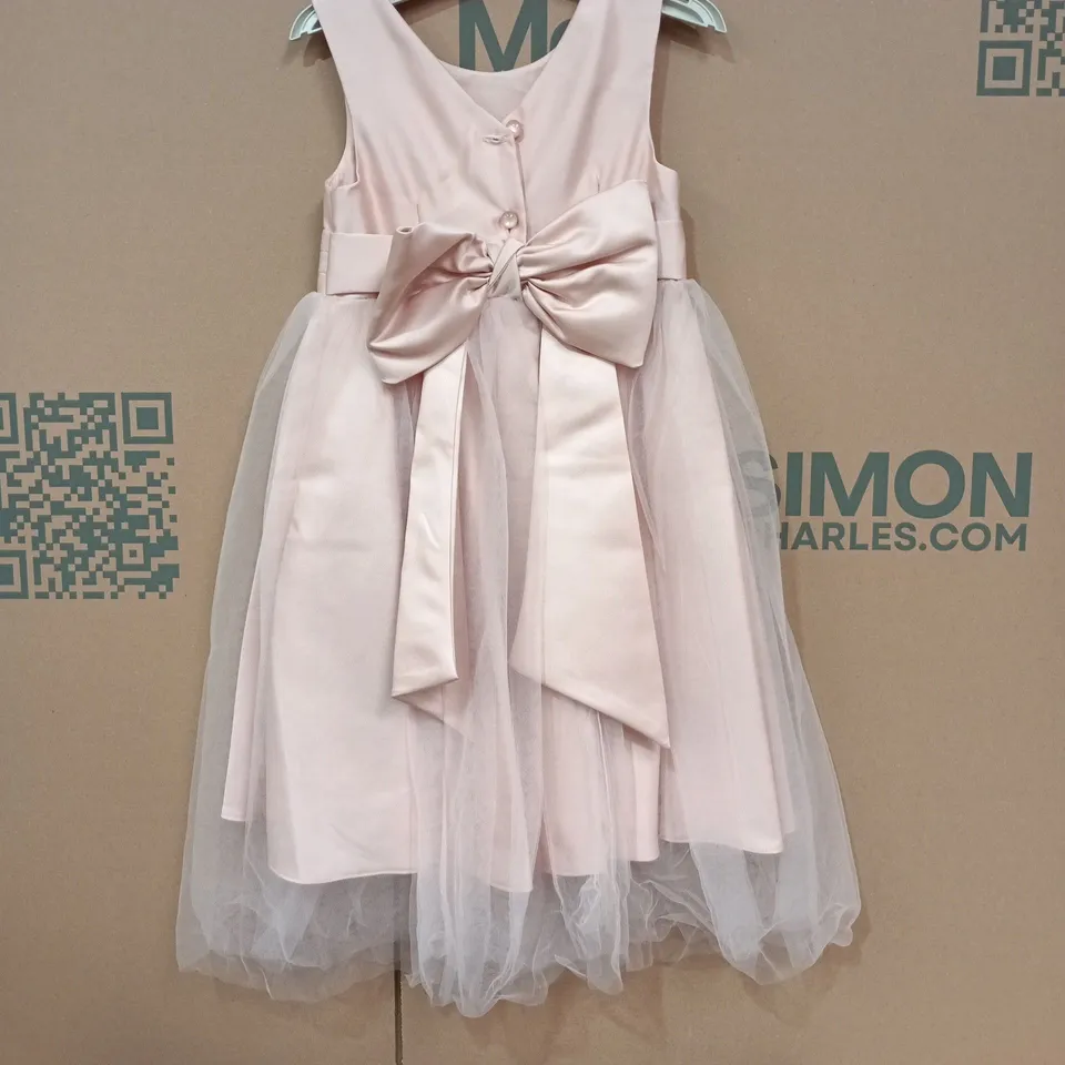 GIRLS' PINK PARTY DRESS WITH BOW AND TULLE OVERLAY – KID'S FORMAL WEAR