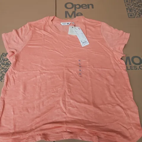 UNIQLO WOMENS LINEN T-SHIRT IN PINK - XL
