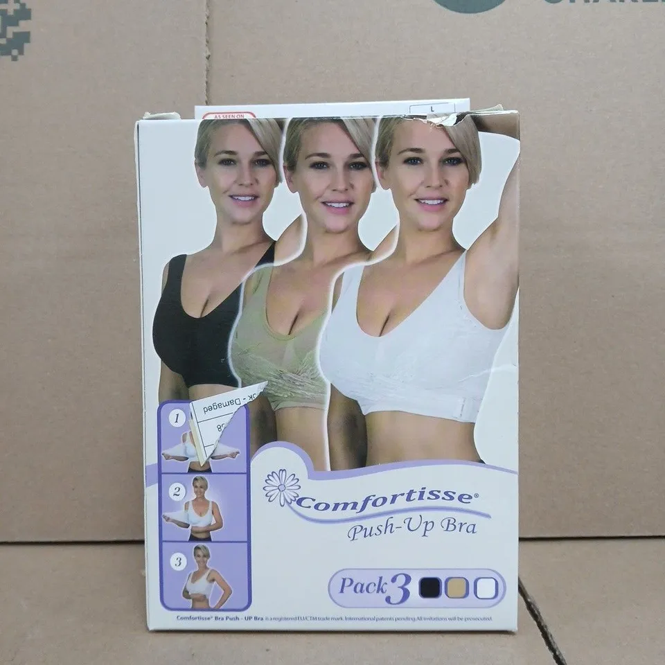 COMFORTISSE PUSH-UP BRA PACK OF 3 – WOMEN'S UNDERWEAR SIZE LARGE