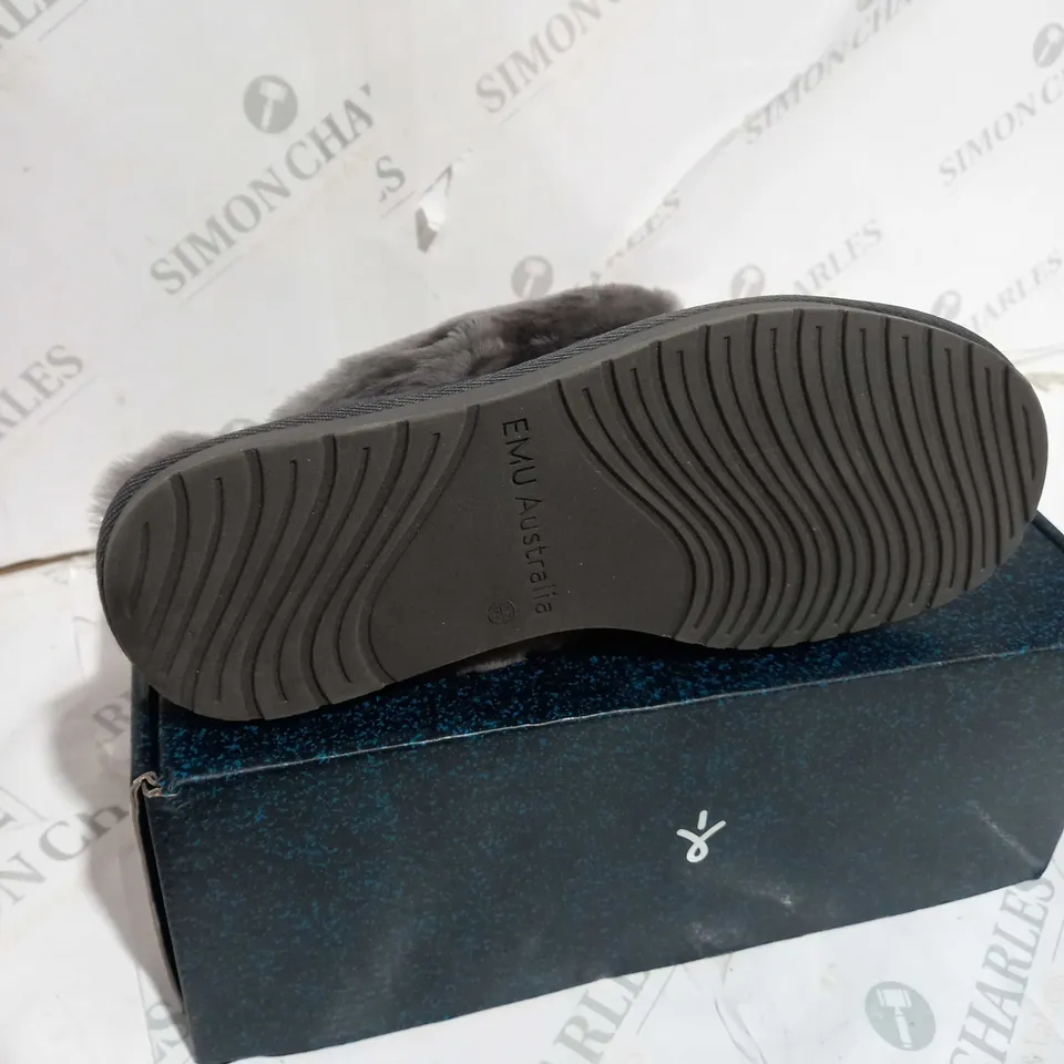 BOXED EMU NEST JOLIE SHEEPSKIN SLIPPERS, CHARCOAL - SIZE 7