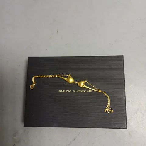 BOXED ANISSA KERMICHE YELLOW GOLD PLATED "BRA-CELET" BRACELET