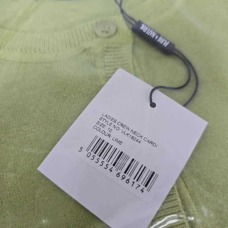 Lime Ladies Crew Neck Cardigan – UK Size 10