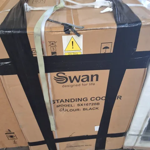 BOXED SWAN SX16720B 60CM ELECTRIC TWIN OVEN CERAMIC HOB COOKER - BLACK