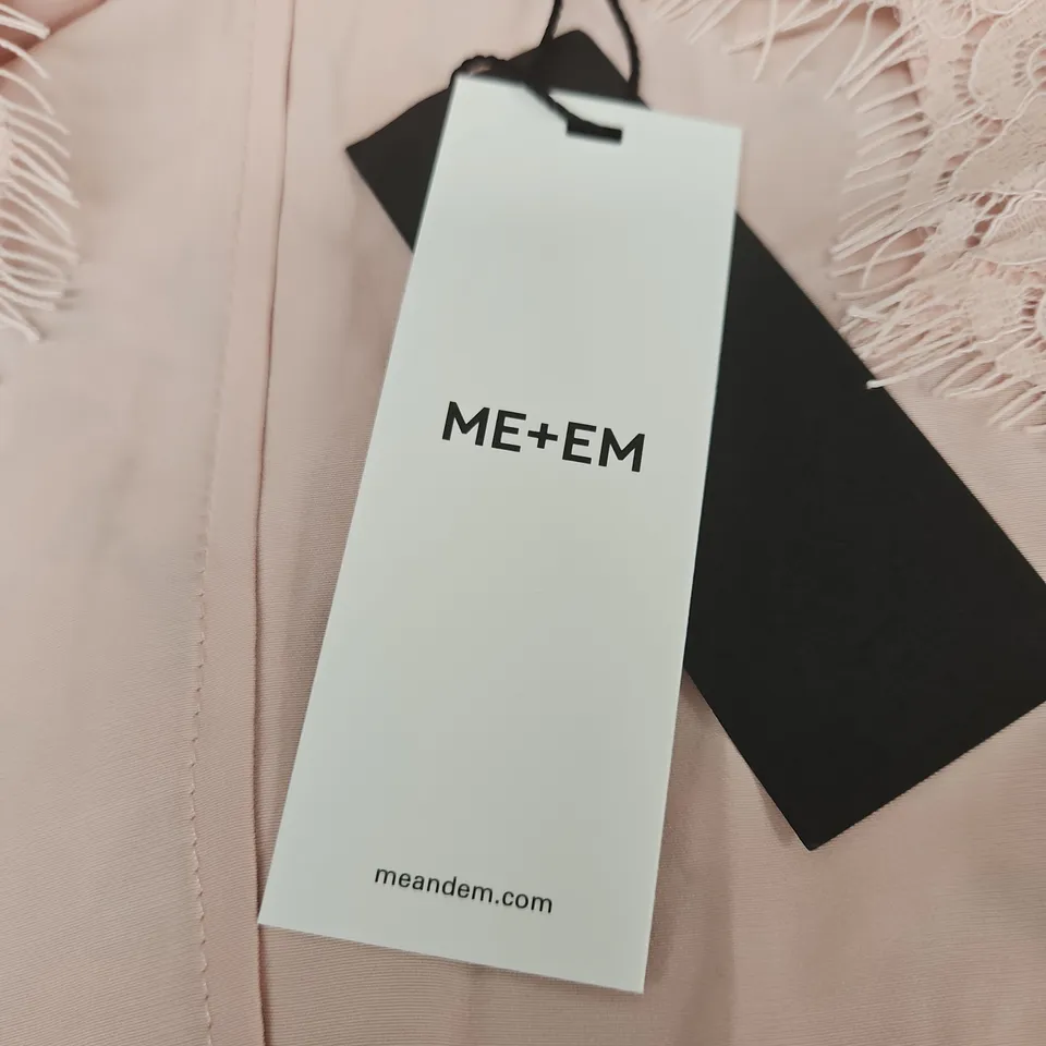 ME+EM GRAPHIC FLORAL LACE TOP — PALE BLUSH, UK 12
