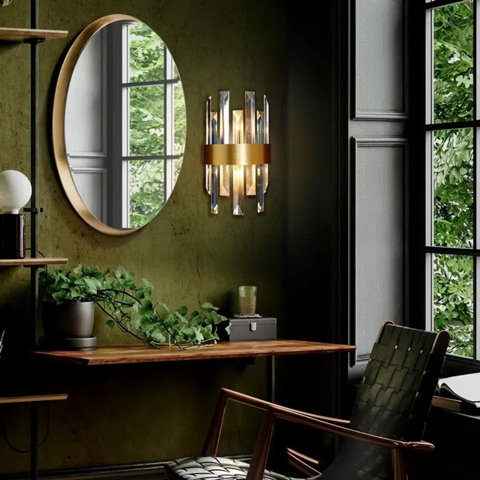 BOXED AHNAF 2-LIGHT GOLD WALL LAMP (1 BOX)