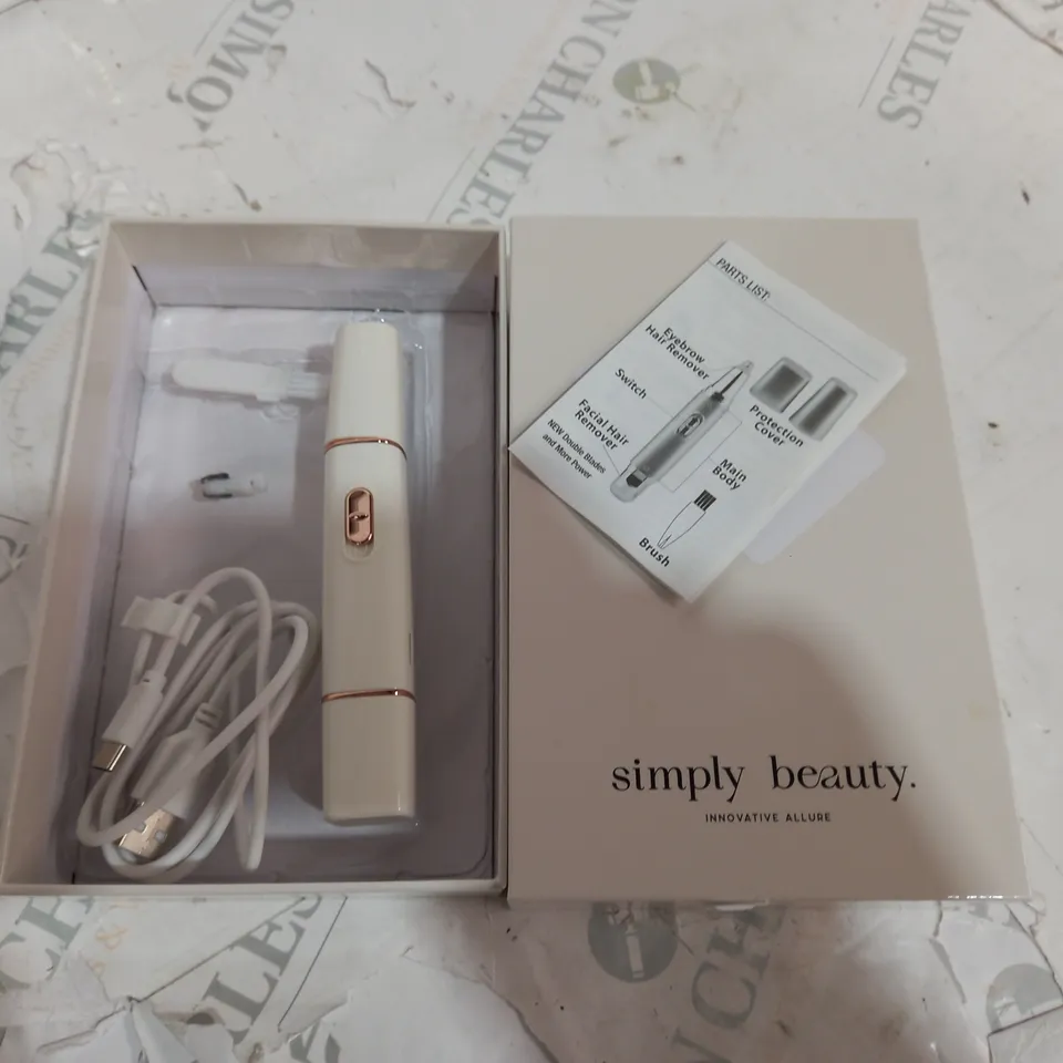 BOXED SIMPLY BEAUTY 2 IN 1 SUPER SMOOTH FACE & BROWS HAIR REMOVER, WHITE