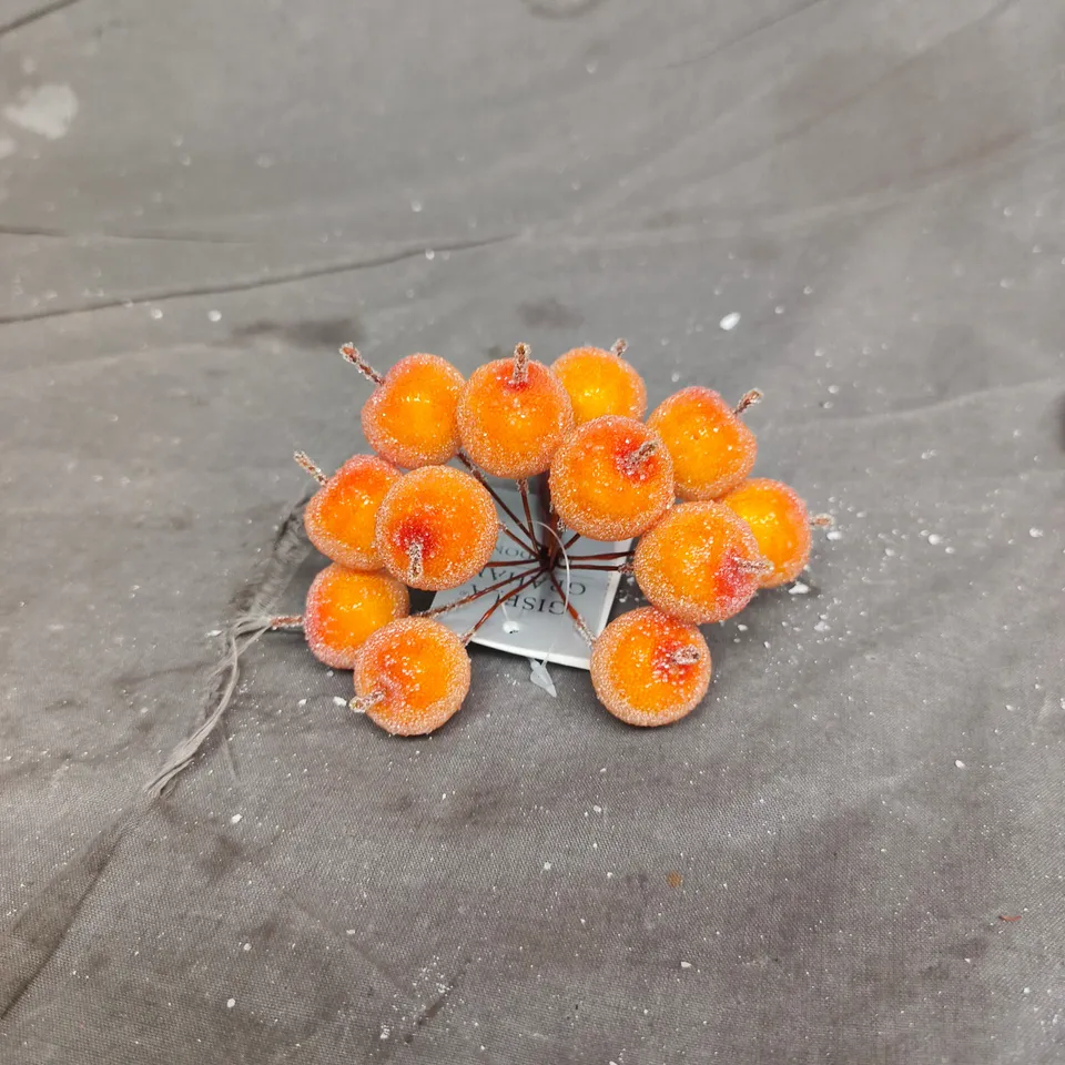 APPROXIMATELY 22 GISELA GRAHAM ORANGE FROSTED BERRY DECORATIONS