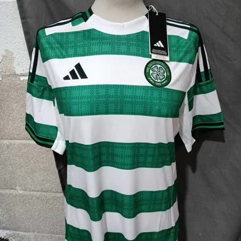 ADIDAS CELTIC FC FOOTBALL SHIRT – GREEN & WHITE HOOPS - AGE 15-16 YEARS
