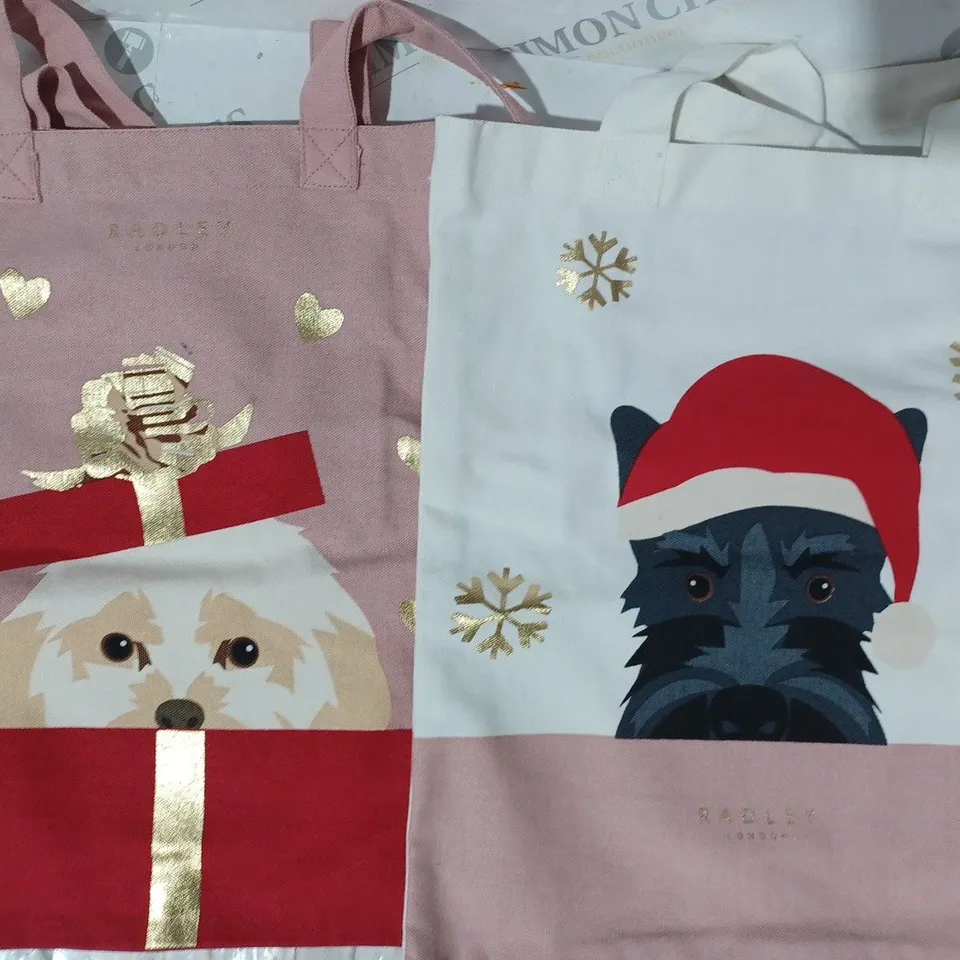 RADLEY LONDON SET OF 2 CHRISTMAS FRIENDS CANVAS TOTE BAGS