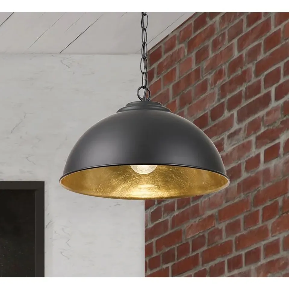 SET OF 2 SANTA CRUZ LIGHT DOME CIELING PENDANTS, BLACK 