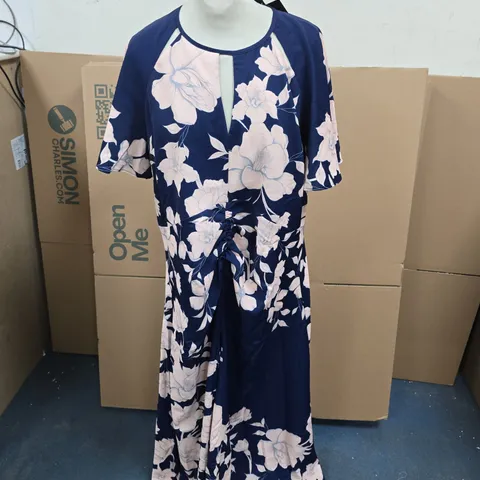 KALEIDOSCOPE NAVY PRINT MIDAXI DRESS SIZE 18