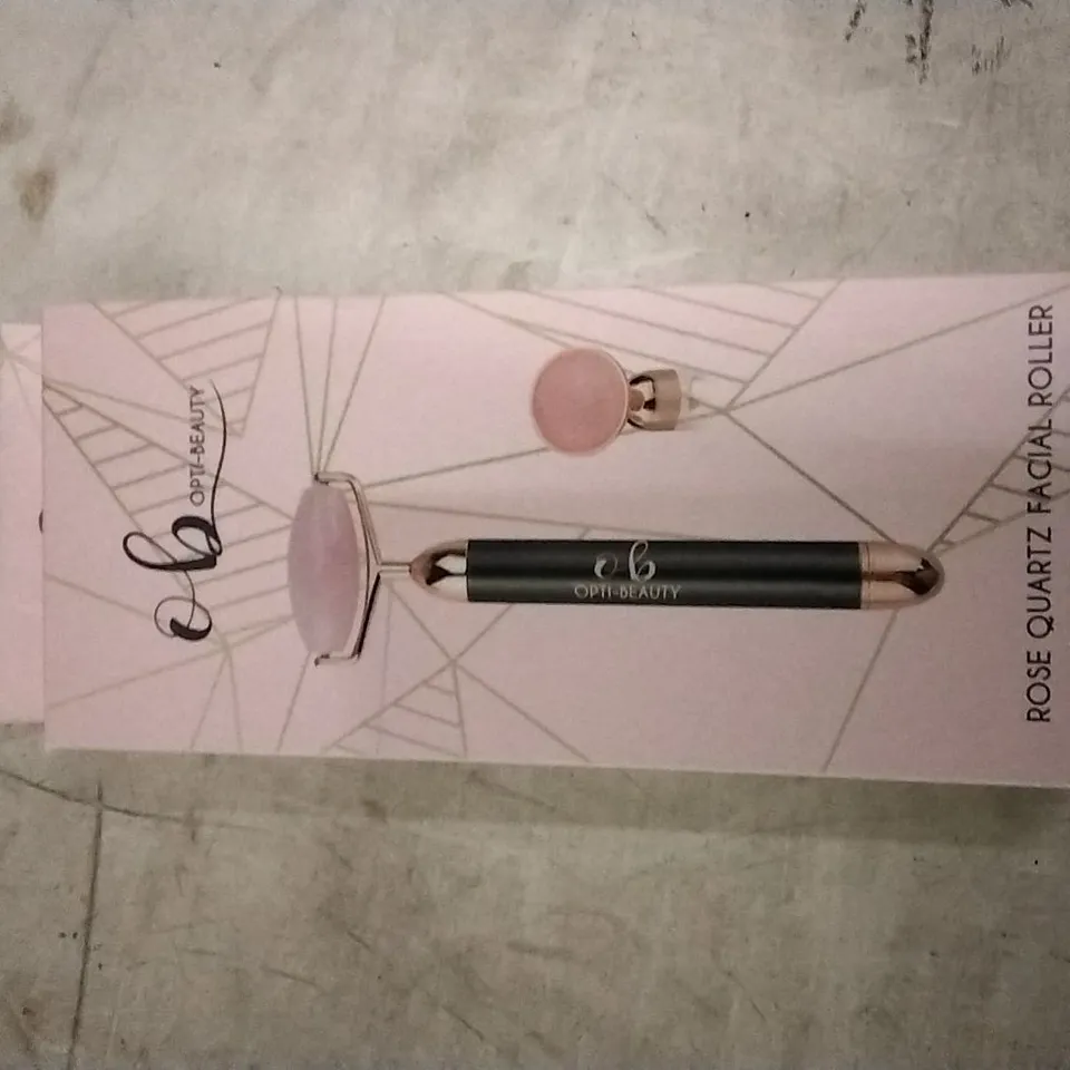 OPTI-BEAUTY FACIAL ROSE QUARTZ ROLLER WITH UNDER EYE MASSAGER