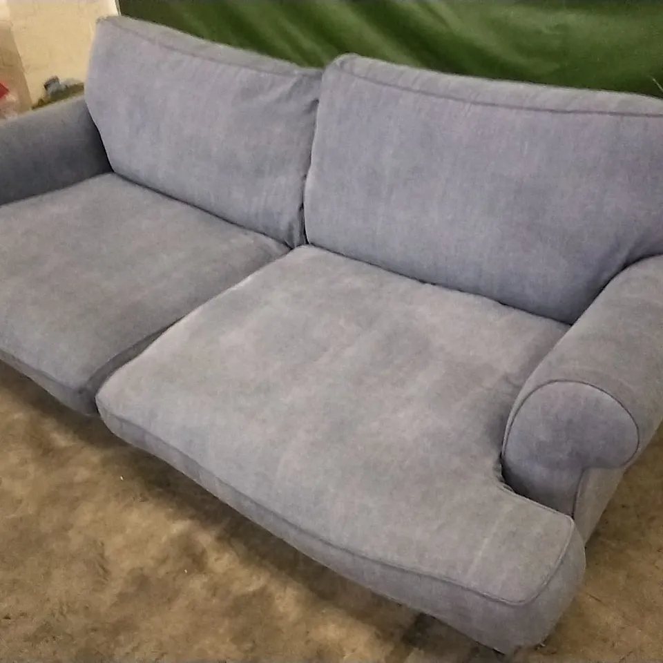 QUALITY DESIGNER LOUNGE CO BRIONY 4 SEATER SOFA LIGHT BLUE FABRIC