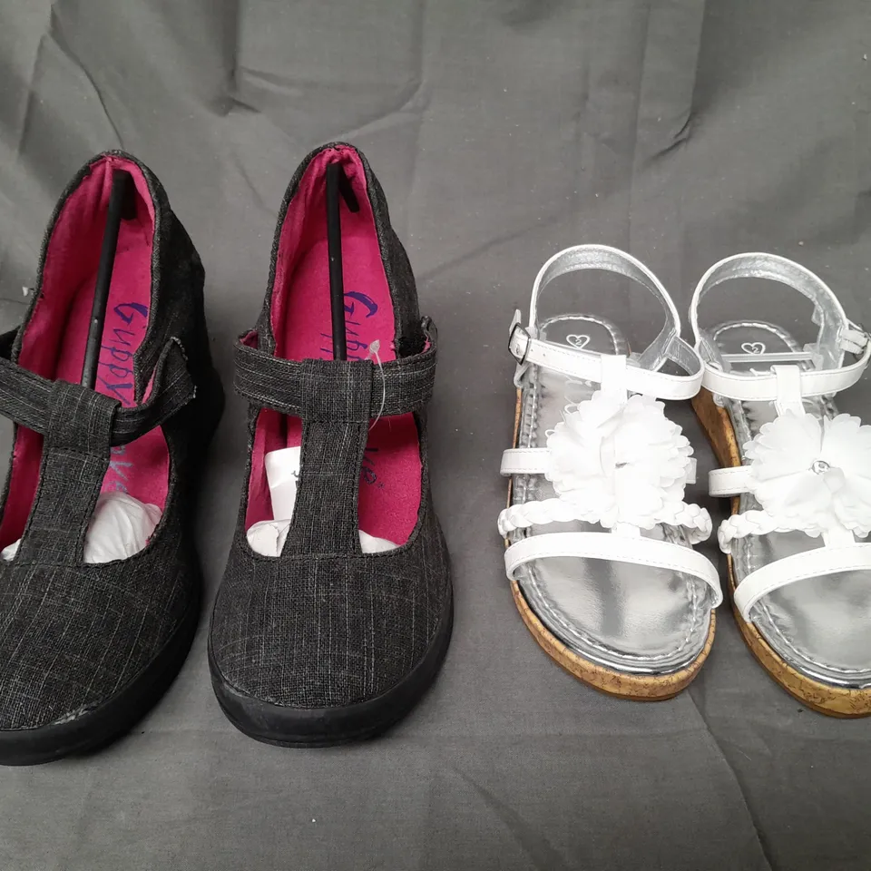 BOX OF APPROXIMATELY 10 ASSORTED PAIRS OF SHOES IN VARIOUS STYLES AND SIZES TO INCLUDE GUPPY LOVE, LILLEY, ETC