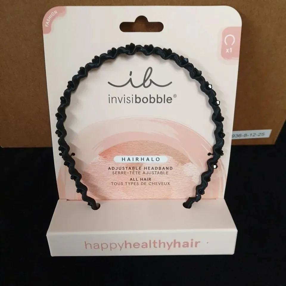 BOX OF 6 INVISIBOBBLE HAIRHALO ADJUSTABLE HEADBAND – BLACK, ALL HAIR TYPES