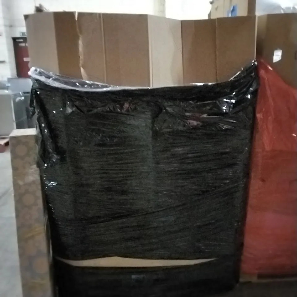 PALLET CONTAINING ASSORTED PRODUCTS INCLUDING COUNTERTOP WATER DISPENSER, METAL FRAME MIRROR, WALL MOUNTED SAND ART, STROLLER & CORNER DESK