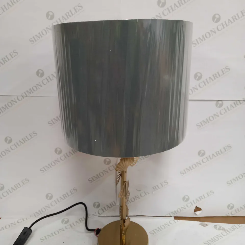ALISON CORK GINKGO LEAF TABLE LAMP - GOLD AND DUCK EGG