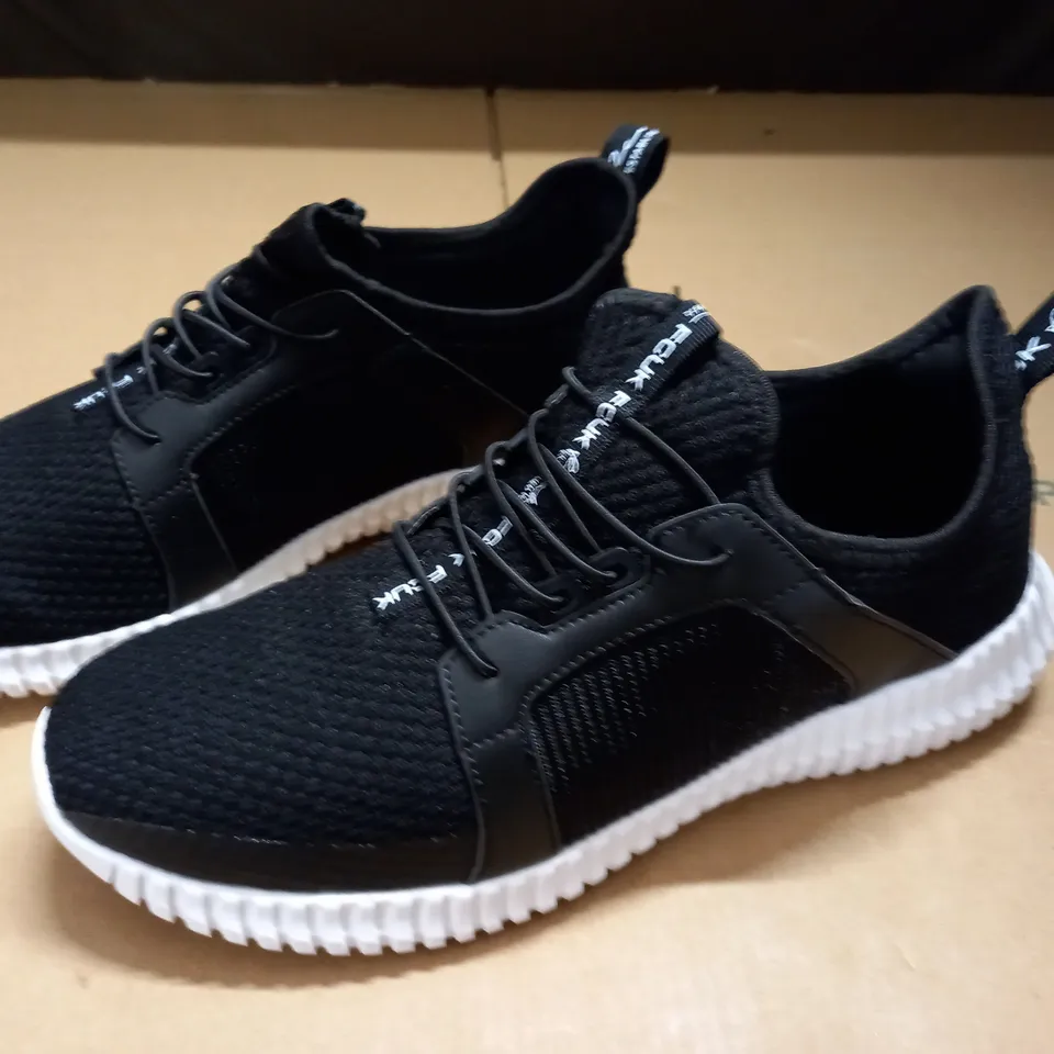 PAIR OF FCUK BLACK TRAINERS - UK 8