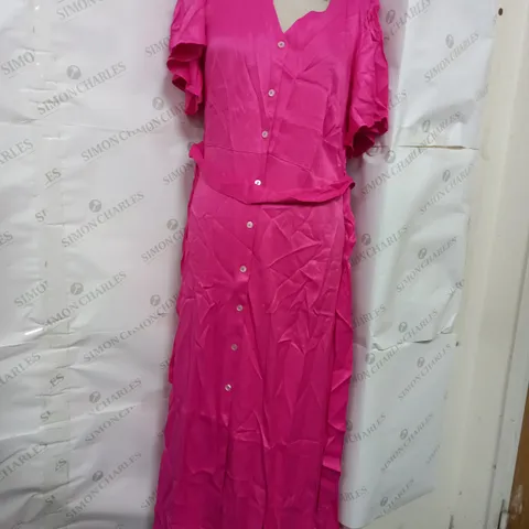 THREADBARE LADIES SALAD SATIN MIDI DRESS IN PINK - UK 8