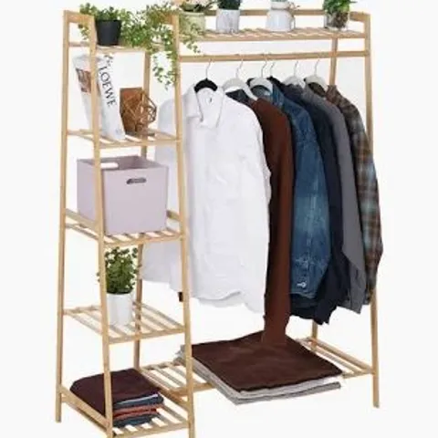 BOXED NEO 7 TIER NATURAL BAMBOO GARMENT STORAGE RACK