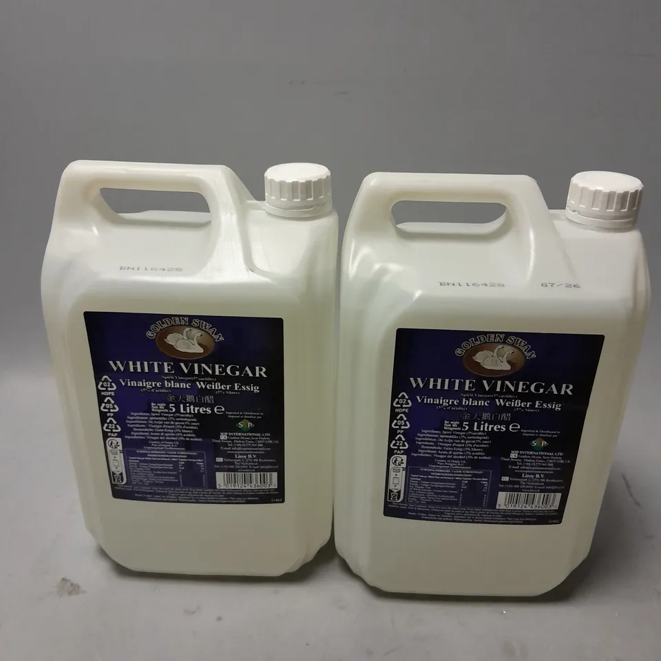 2 BOTTLES OF GOLDEN SWAN WHITE VINEGAR (2X5L) - COLLECTION ONLY