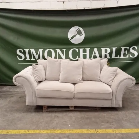 WINDSOR 3 SEATER FABRIC SCATTER BACK SOFA - NATURAL