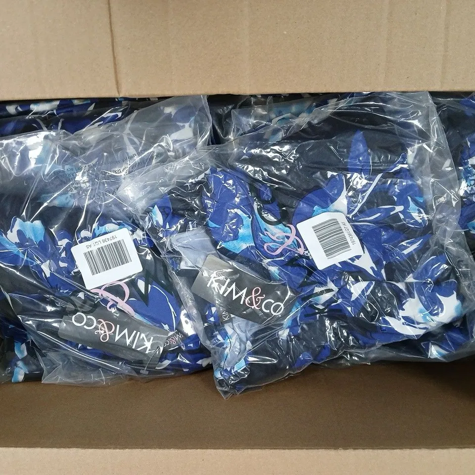 BOX OF APPROXIMATELY 25 LADIES PRINTED SMOCKED WAIST MIDI DRESSES - NAVY - SIZES MAY VARY