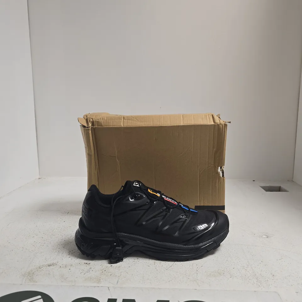 SALOMON BLACK TRAIL RUNNING SHOES – MEN'S, BOXED SIZE UK 6