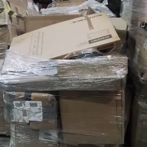 PALLET OF ASSORTED HOUSEHOLD GOODS AND PRODUCTS TO INCLUDE;SHELVING UNIT,NECK FAN,PORTABLE CAR PLAYER