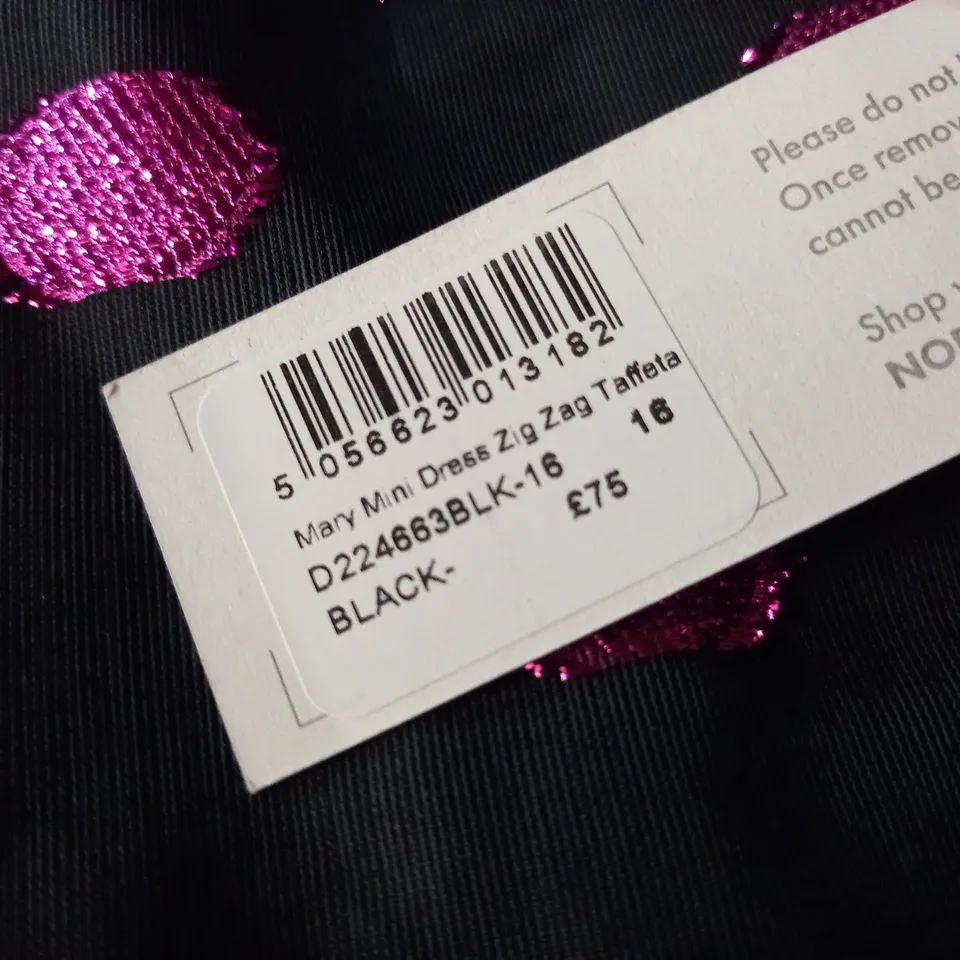 NOBODYS CHILD MARY MINI DRESS ZIG ZAG TAFFETA - 16