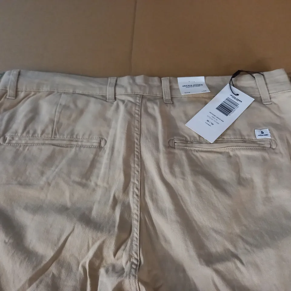 JACK & JONES LOOSE OXFORD TAN TROUSERS - 36.34"